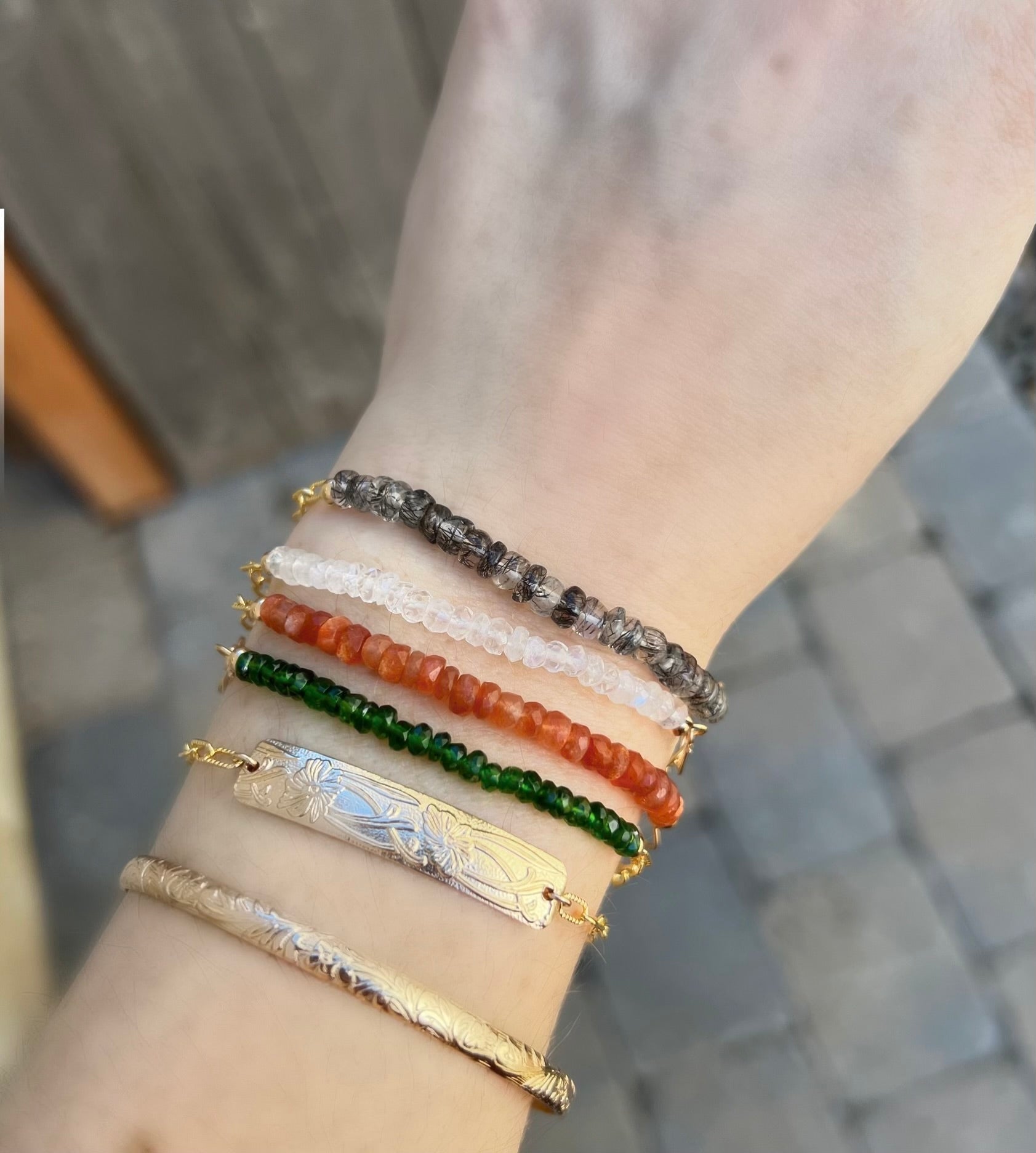 Cara Beaded Bracelet - Chrome Diopside