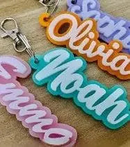 Personalized 3D Bubble Letter Acrylic Bag Tag – Custom Name Backpack Charm