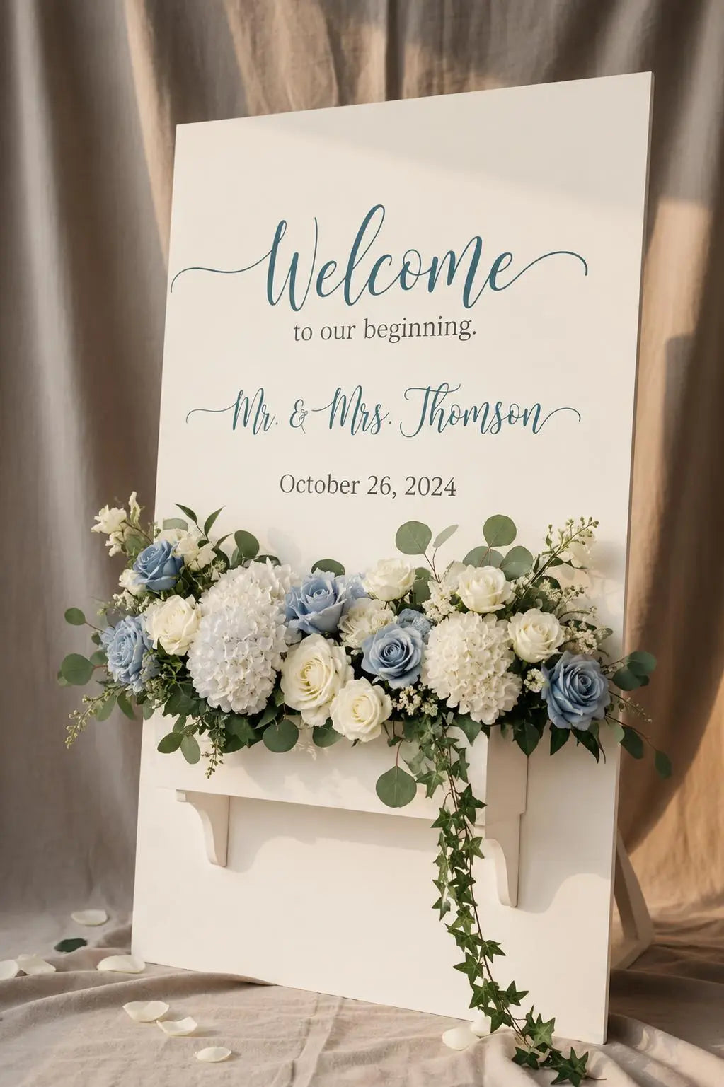 White Wedding Sign with Flower Box 24 x 36 **Customizable**