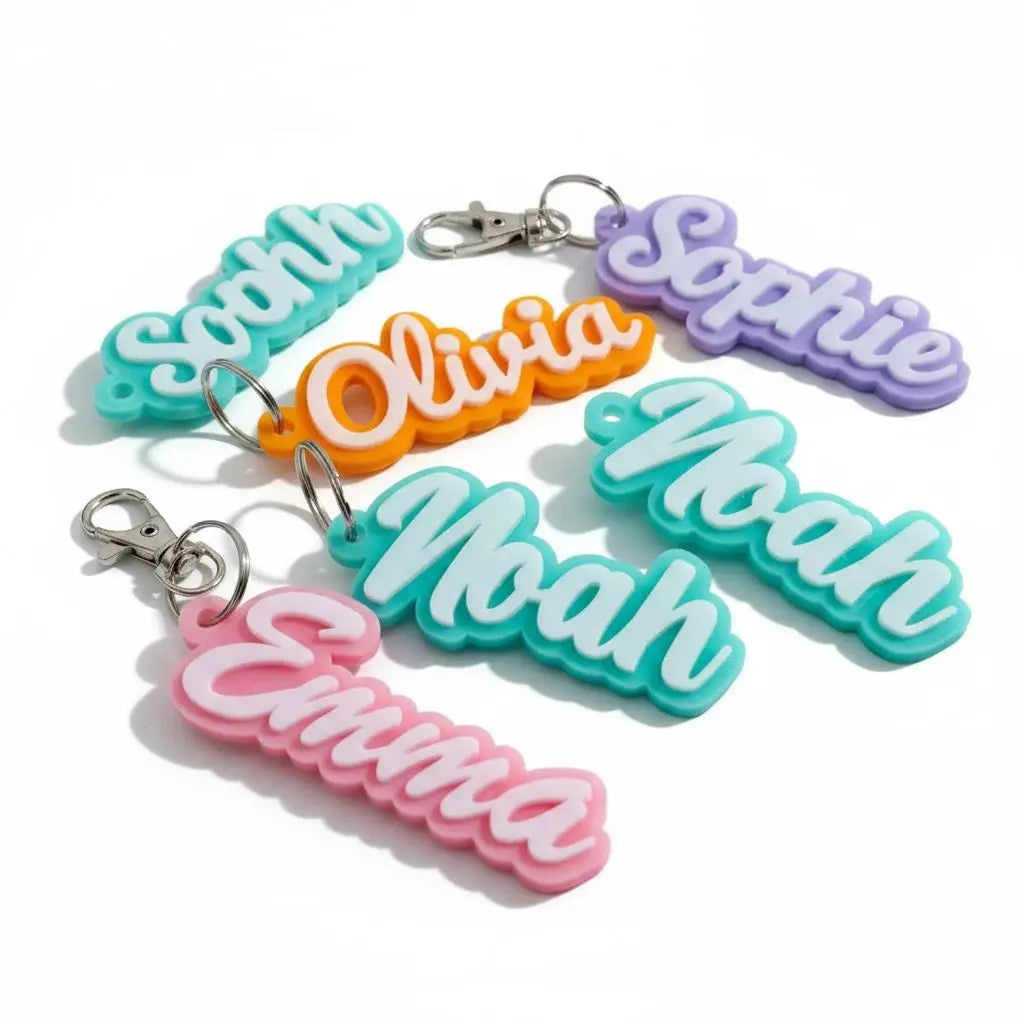 Personalized 3D Bubble Letter Acrylic Bag Tag – Custom Name Backpack Charm