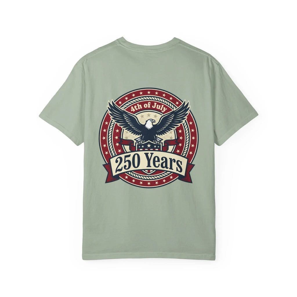 250 Years Eagle Badge T-Shirt | USA 4th of July Patriotic Tee