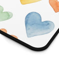 Watercolor Heart Pattern Desk Mat | Pastel Hearts Mouse Pad