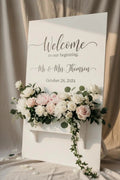 White Wedding Sign with Flower Box 24 x 36 **Customizable**