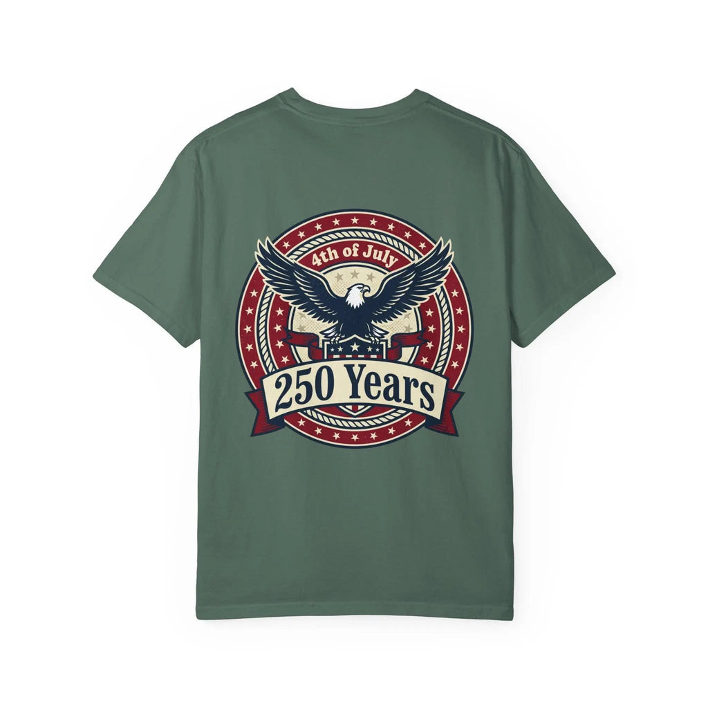 250 Years Eagle Badge T-Shirt | USA 4th of July Patriotic Tee