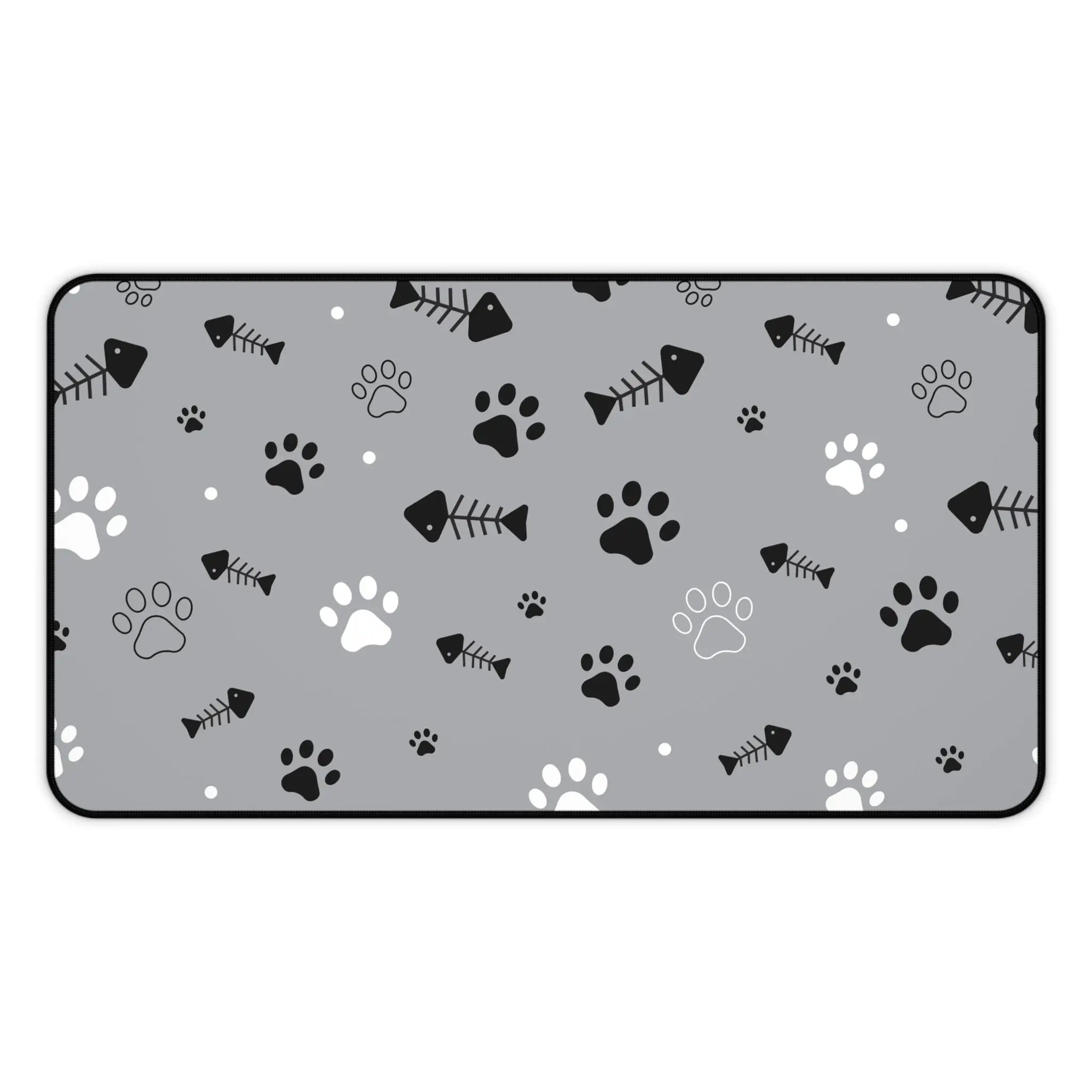 Cat Fish Illustration Desk Mat | Cute Ocean Cat Playful Desk Pad