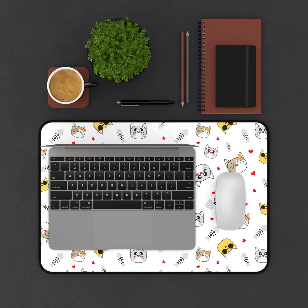 Cute Cat Faces Desk Mat | Patterned Cat Mouse Pad