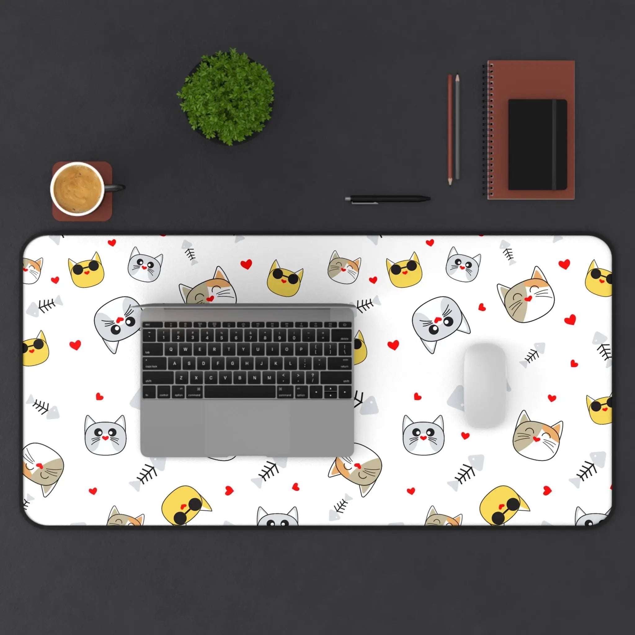 Cute Cat Faces Desk Mat | Patterned Cat Mouse Pad