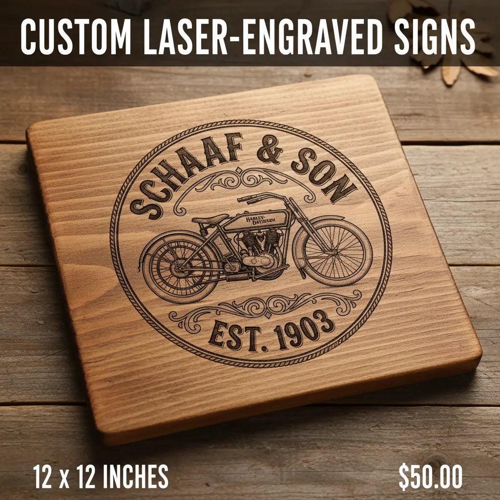 Custom Laser-Engraved Wood Sign 12x12